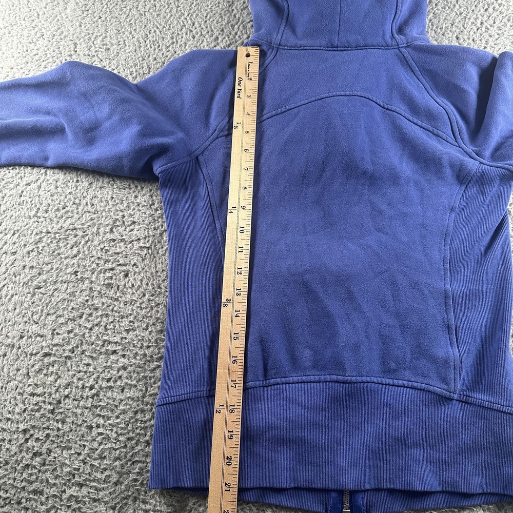 Lululemon Scuba Hoodie Womens 4 Blue Fleece Full Zip Thumbholes Logo Sweatshirt - Picture 7 of 9